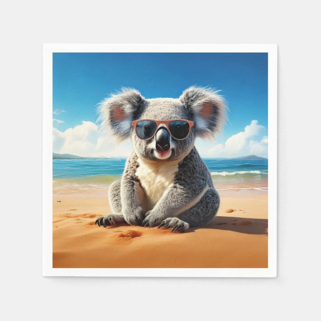 Koala på en sandstrand pappersservett (Framsidan)