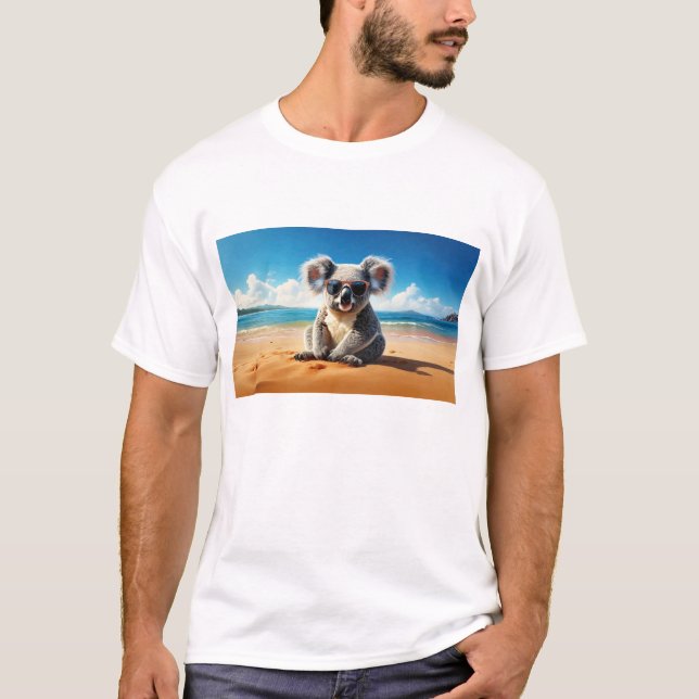 Koala på en sandstrand t shirt (Framsida)