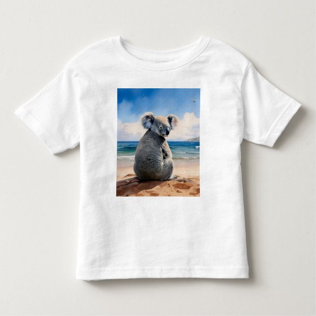 Koala på en sandstrand t shirt (Framsida)
