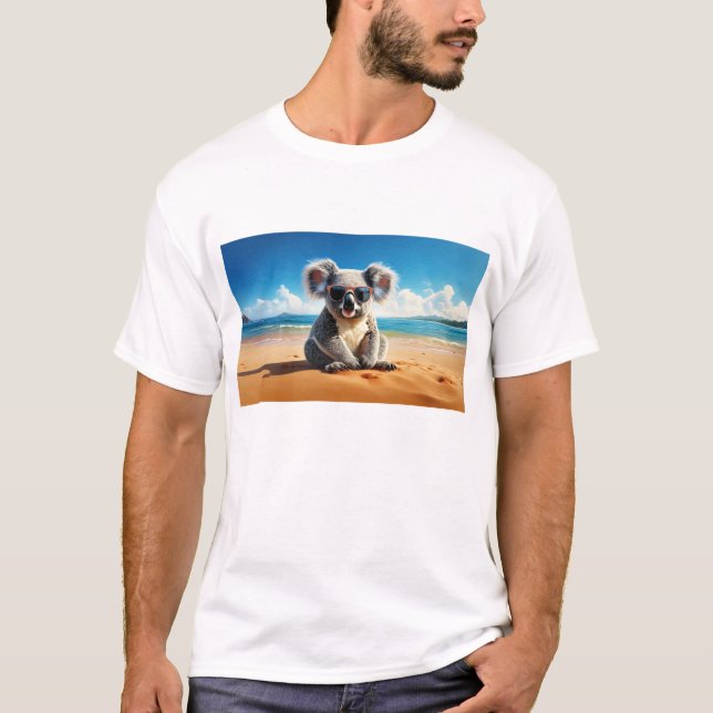 Koala på en sandstrand t shirt (Framsida)