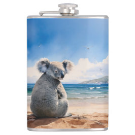 Koala på sandstrand fickplunta