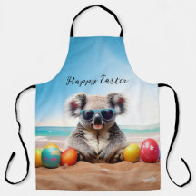 Koala på stranden med påskägg Glad påsk