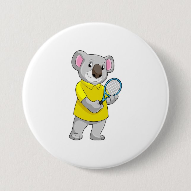 Koala på tennis med tennisracket knapp (Framsida)