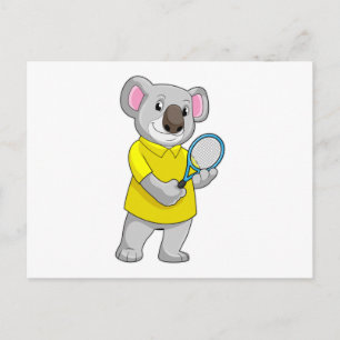 Koala på tennis med tennisracket vykort