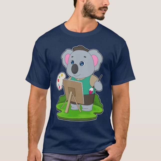 Koala Painter Paintbrush Painting T Shirt (Framsida)