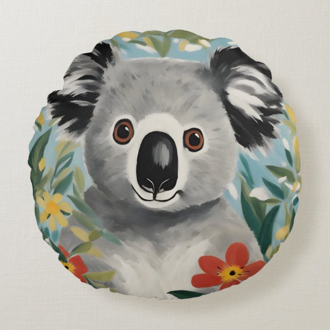 Koala Painting Rund Kudde (Framsidan)