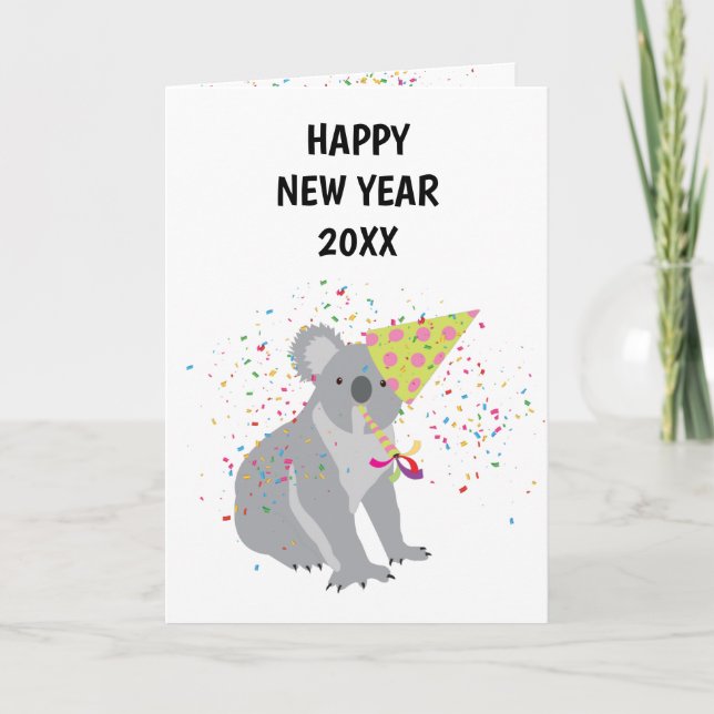 Koala Partying - Animals Helgdag New Years Kort (Framsida)