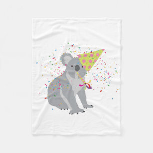 Koala Partying - Djur med Party Fleecefilt