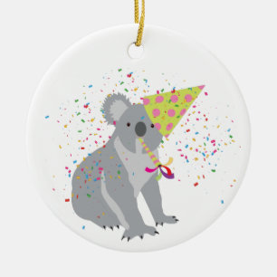 Koala Partying - Djur med Party Julgransprydnad Keramik