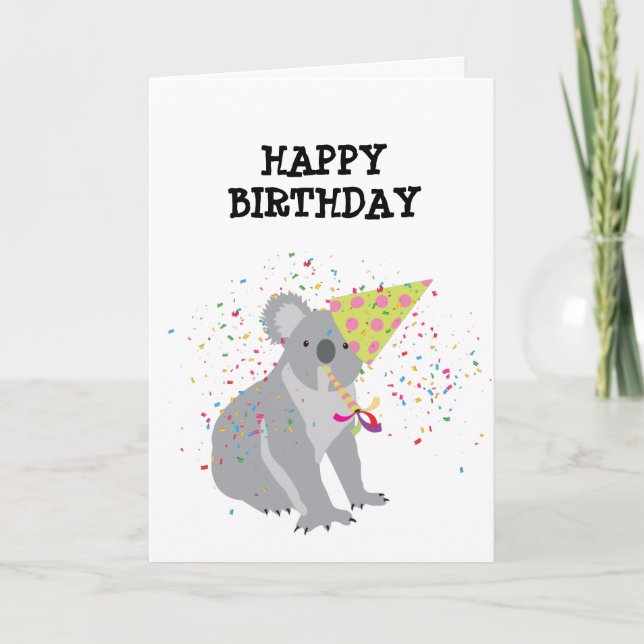 Koala Partying - Djur med Party Kort (Framsida)
