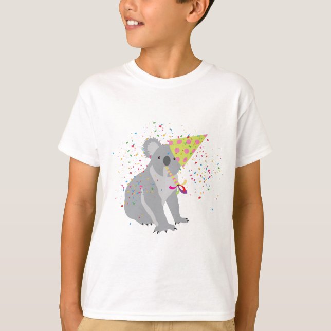 Koala Partying - Djur med Party T Shirt (Framsida)
