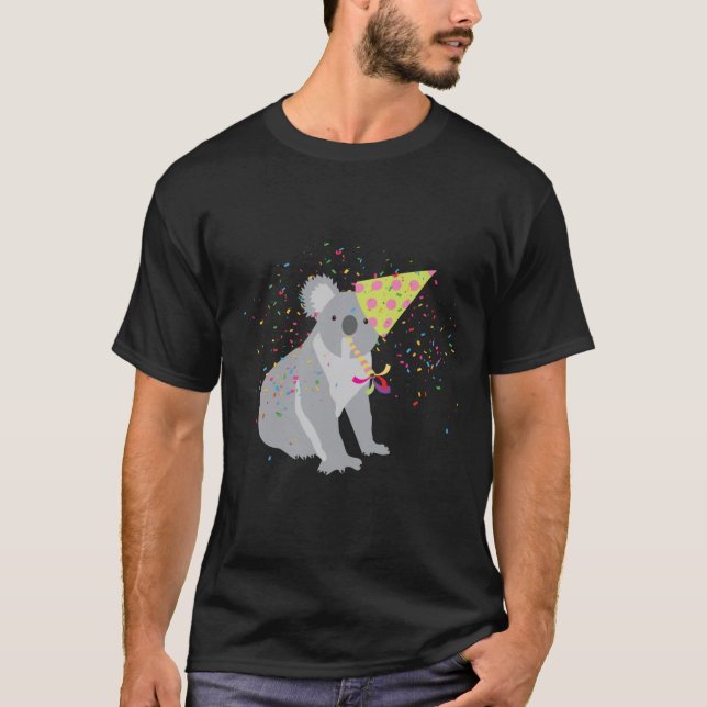 Koala Partying - Djur med Party T Shirt (Framsida)