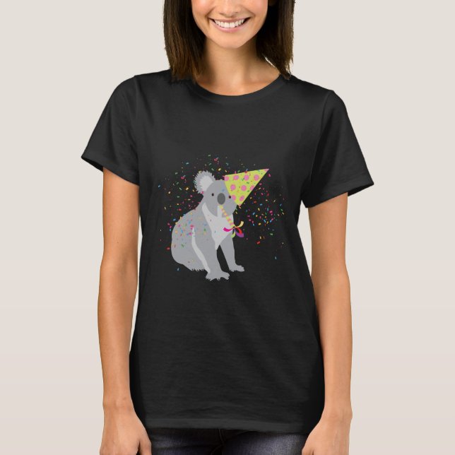 Koala Partying - Djur med Party T Shirt (Framsida)