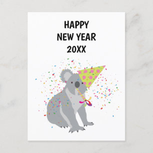 Koala Partying - Nytt årskort för djurens Helgdag Helg Vykort