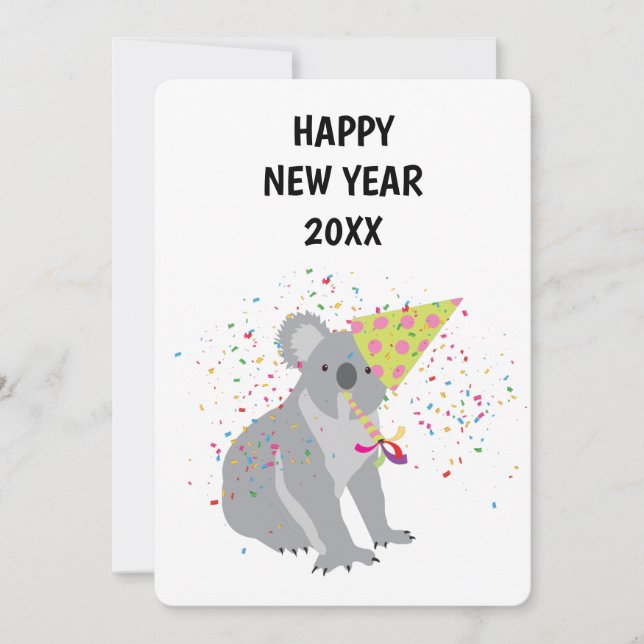 Koala Partying - Nytt årskort för djurens Helgdag Julkort (Framsida)