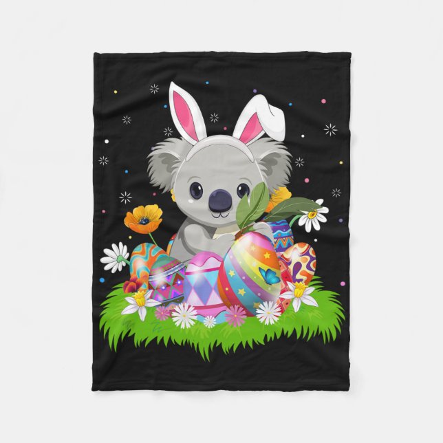 Koala Påskägg Hunt Bunny Ear Koala Påsk Sunda Fleecefilt (Framsidan)