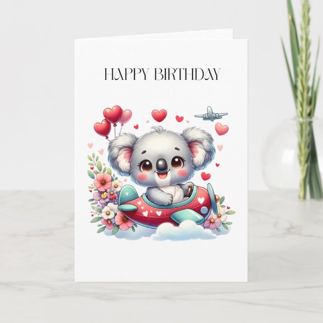 Koala Pilot Födelsedag Kort (Framsida)