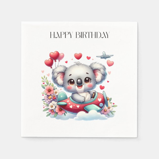 Koala Pilot Födelsedag Pappersservett (Framsidan)