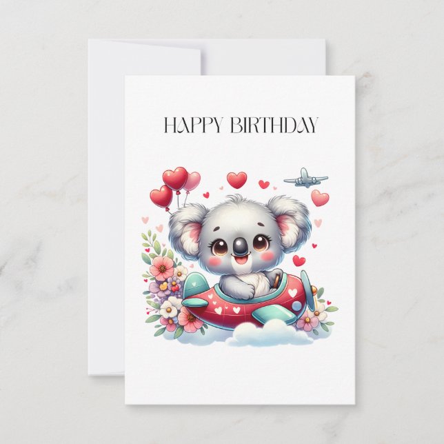 Koala Pilot Födelsedag Tack Kort (Framsida)