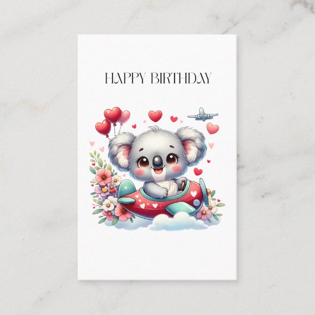 Koala Pilot Födelsedag Visitkort (Framsida)