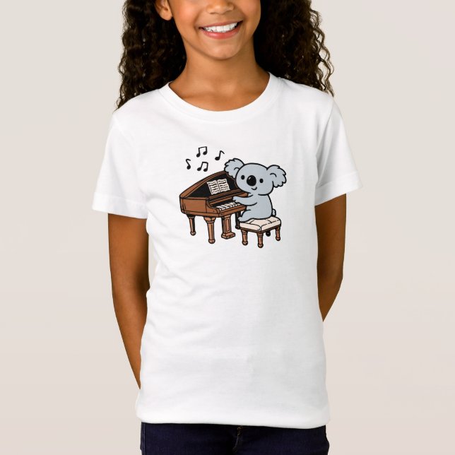 Koala Playing Piano T Shirt (Framsida)