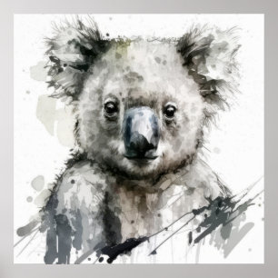 Koala Porträtt Animal Painting Wildlife utomhus Poster