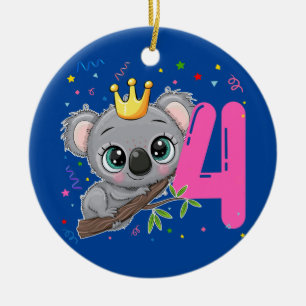 Koala Princess 4e födelsedagen Girl 4 Years Old Julgransprydnad Keramik