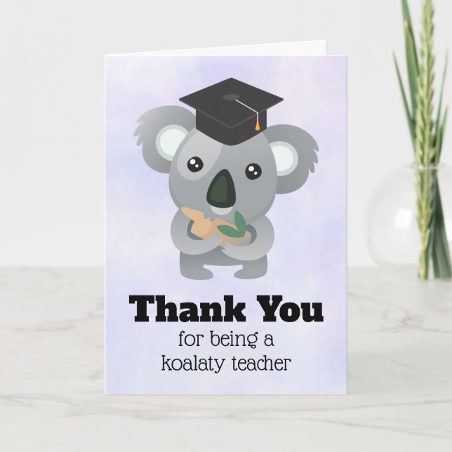Koala Pun Teacher-uppskattning Tack Kort (Framsida)