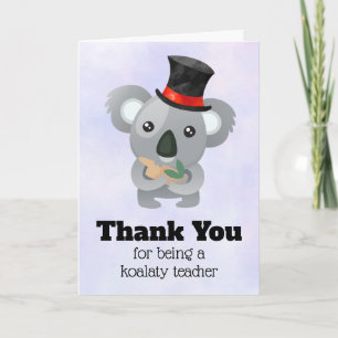 Koala Pun Teacher-uppskattning Tack Kort