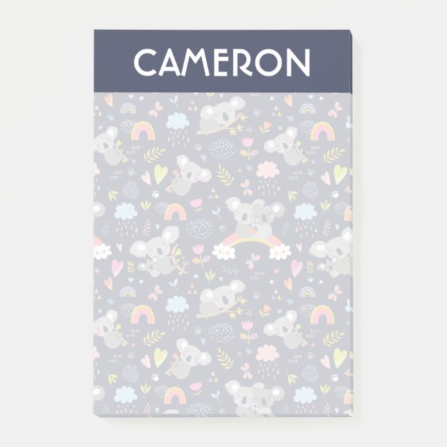 Koala Rainbow Kärlek Mönster Post-it Block (Framsida)