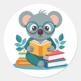 Koala Reading Bokar Education Inspire Runt Klistermärke