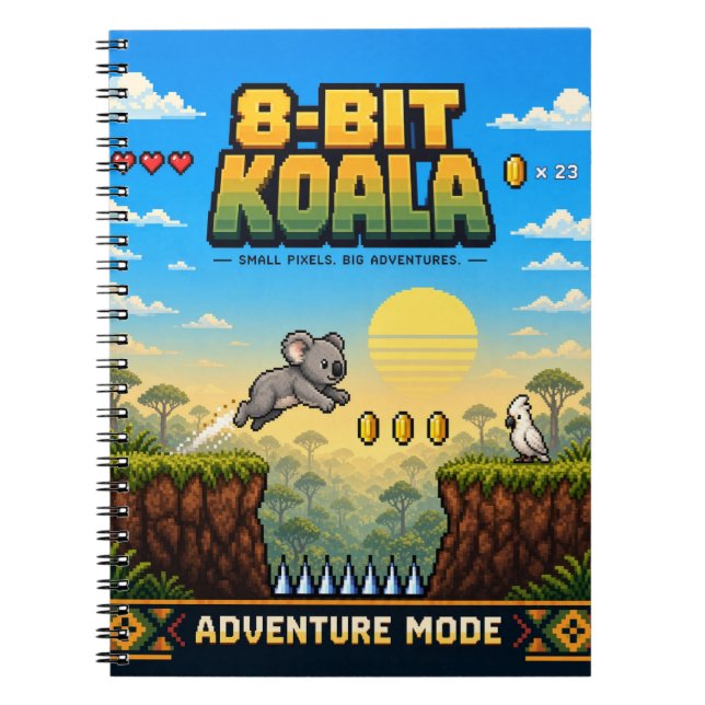 Koala, Retro 8-Bit Pixel Art Anteckningsbok (Framsidan)
