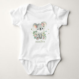 Koala Rosa Blommigt Greenery 1st Birthday Outfit T Shirt