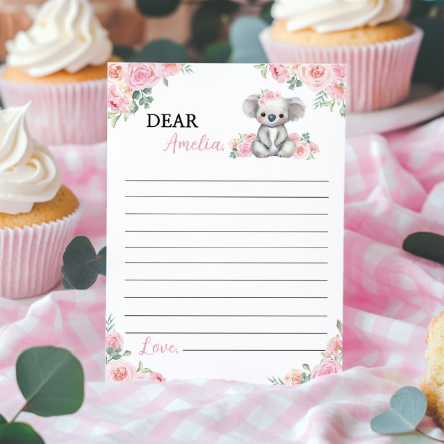 Koala Rosa Blommigt Time Capsule Note Message Card Tack Kort (Skapare uppladdad)