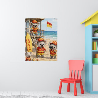 Koala-simmande livräddare som vakar över en solig poster