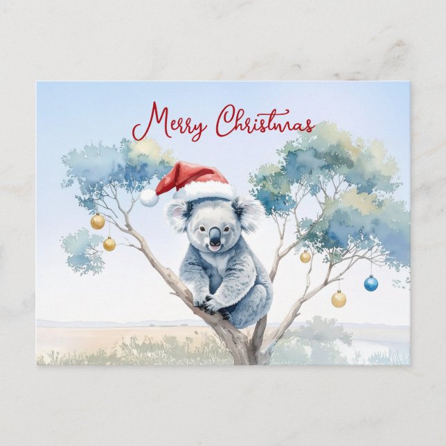 Koala Sitta i Gum träd God jul Helg Vykort (Framsida)