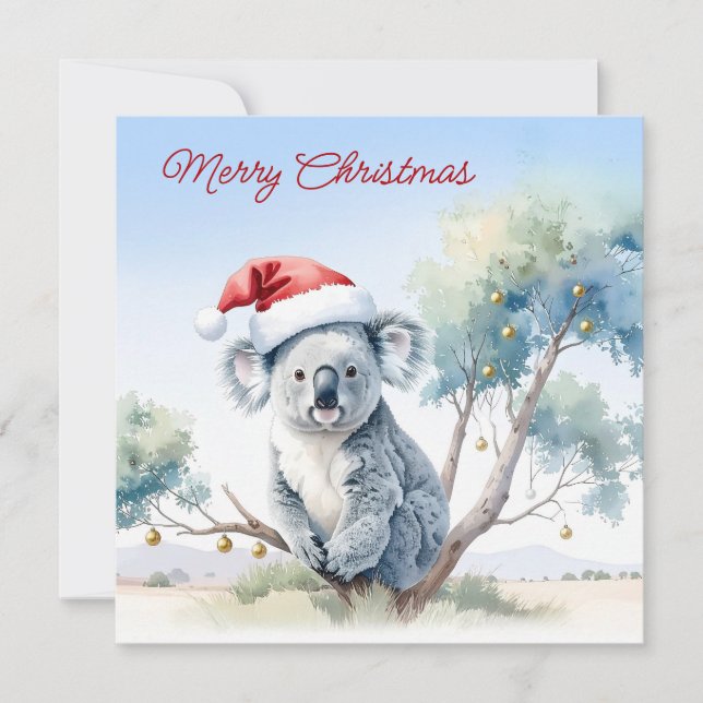 Koala Sitta i Gum träd God jul Julkort (Framsida)