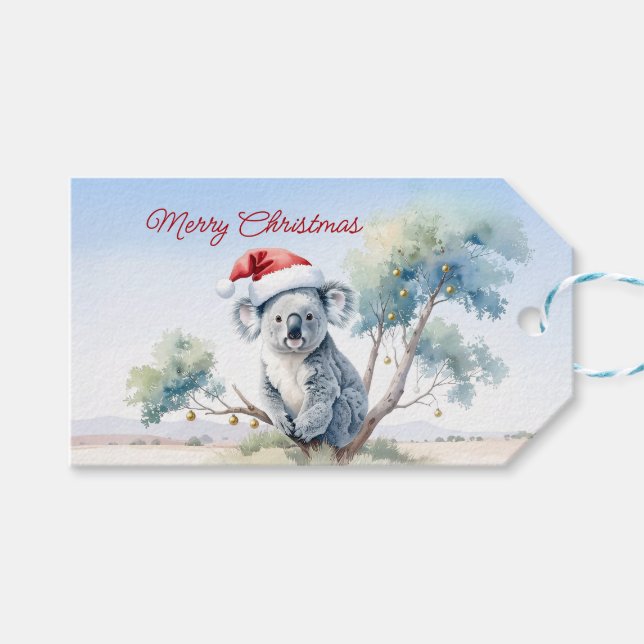 Koala Sitta i Gum träd God jul Presentetikett (Framsidan (Horisontell))