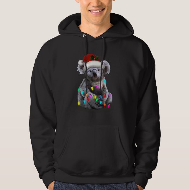 Koala Sitta med julsäsong Ljus Julafton Hoodie (Framsida)