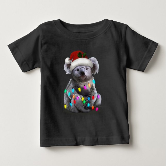 Koala Sitta med julsäsong Ljus Julafton T Shirt (Framsida)