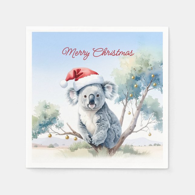 Koala sittande i ett gummiträd God Jul Pappersservett (Framsidan)