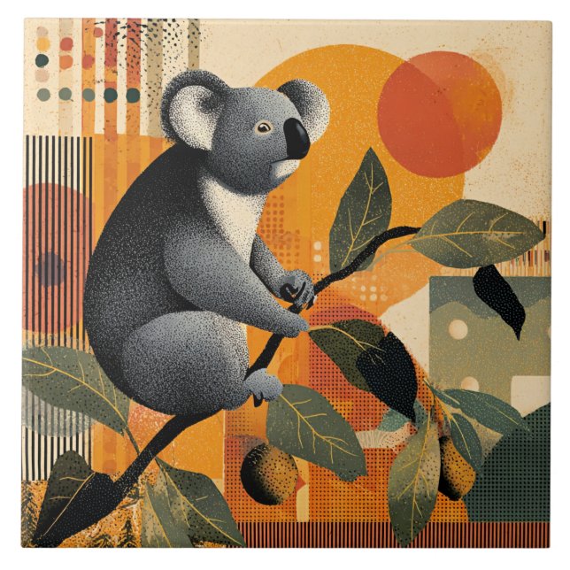 Koala sittande i ett träd kakelplatta (Framsidan)