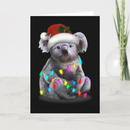 Koala sitter med julbelysning Julsäsong Kort