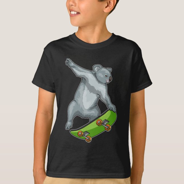 Koala Skater Skateboard Sports T Shirt (Framsida)