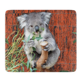 Koala Snack Time Glass Chopping Board
