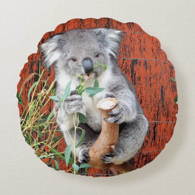 Koala Snack Time Round Cushion Rund Kudde (Framsidan)