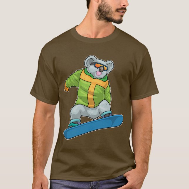 Koala Snowboarder Snowboard T Shirt (Framsida)