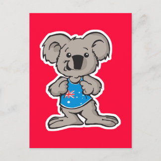 koala som bär australiensisk skjorta vykort