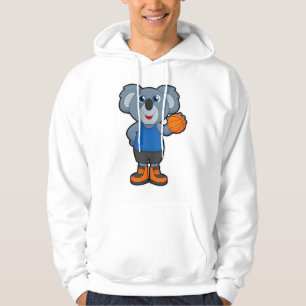 Koala som basketspelare med basket hoodie