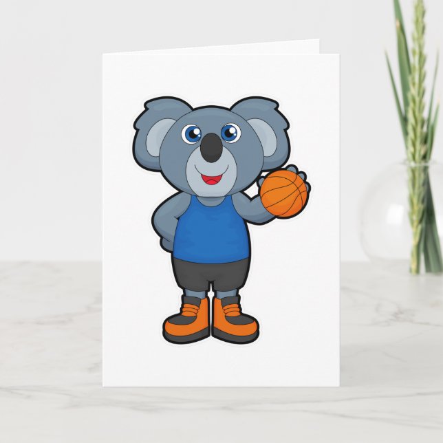 Koala som basketspelare med basket kort (Framsida)